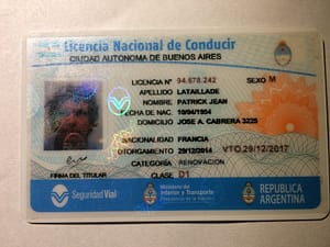 Novelty argentina drivers license for sale